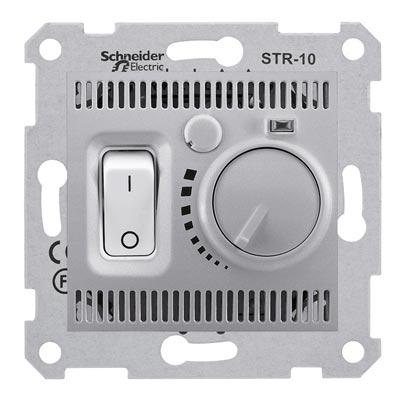 Schneider Electric Sedna Алюминий Термостат механизм комнатный, 10А, 230В, IP20 скрытая установка SDN6000160
