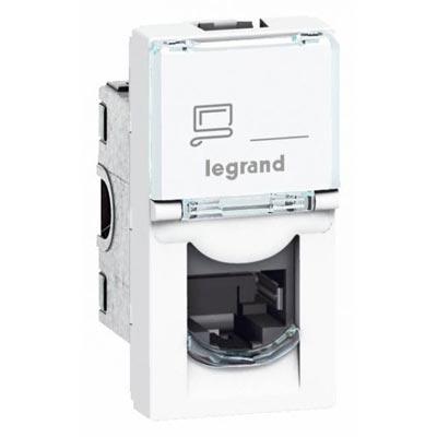 Розетка механизм RJ45 UTP категория 6e 1 модуль  Legrand  Mosaic  Белая  076561