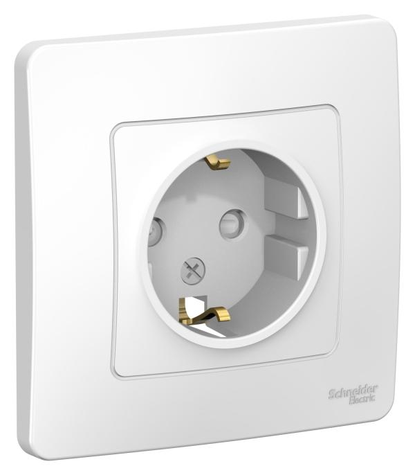 Schneider Electric  BLANCA  Белый  Розетка с заземляющими контактами со шторками16А, 250В, IP20  скрытая установка BLNRS001111