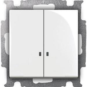 ABB  Basic55  Альпийский Белый Выключатель с клавишей 2-клавишный с подсветкой 1012-0-2154/2CKA001012A2154/