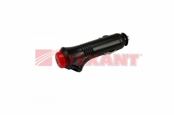 Штекер автоприкуривателя  с кнопкой  I=3А  REXANT 16-0205