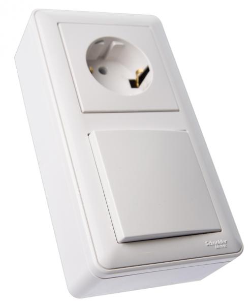 Schneider Electric  Wessen59  Белый  Коробка подъемная для наружного монтажа с рамкой 2-местная, KP-252-18