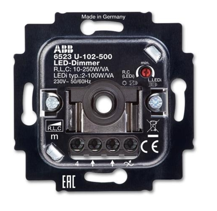 ABB  Механизм диммера LED, поворотного, 2-100 Вт/ВА /6512-0-0335//2CKA006512A0335/