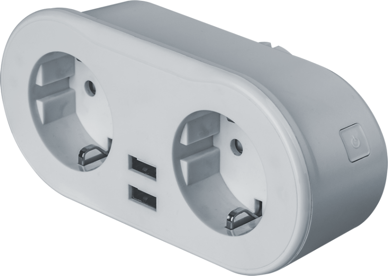 Разветвитель 2-м с заземл. Smart Home NSH-ST-02 2хUSB с управлением по WI-FI бел. Navigator 14556