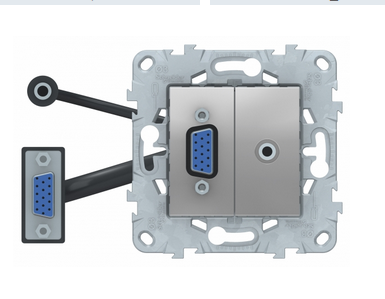 Schneider Electric Unica NEW Алюминий Розетка HD15+Minijackk, NU593230
