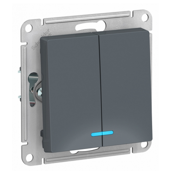 Schneider Electric AtlasDesign Грифель  Выключатель 2-клавишный с подсветкой схема 5а, 10АХ, механизм ATN000753