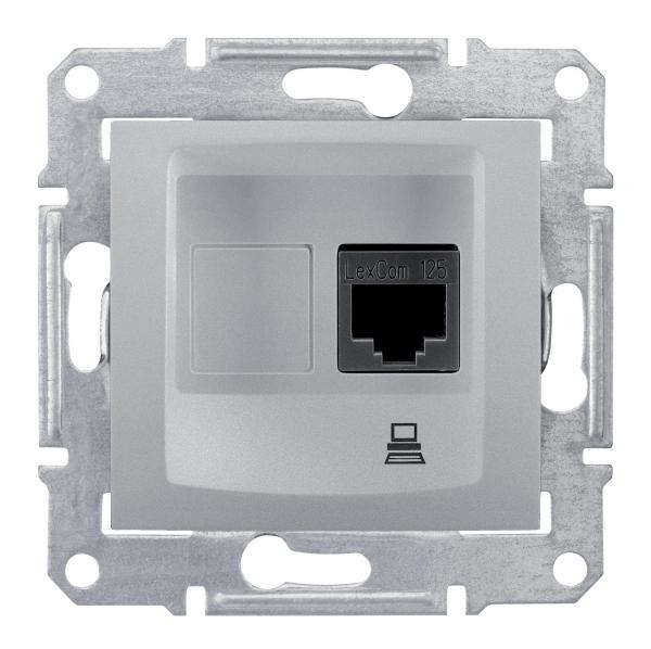 Schneider Electric Sedna Алюминий Розетка механизм компьютерная 1-местная RJ45 категория 5e, неэкранированная UTP с пружинными зажимами IP20 скрытая установка SDN4300160