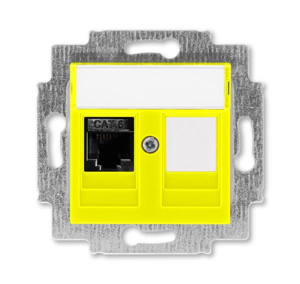 ABB  Levit  Жёлтый Розетка компьютерная RJ45 категория 6+заглушка, 2CHH296117A6064