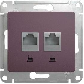 Schneider Electric Glossa Сиреневый Туман Розетка 2-местная компьютерная RJ45+RJ45, категория 5E, механизм IP20 скрытая установка GSL001485KK