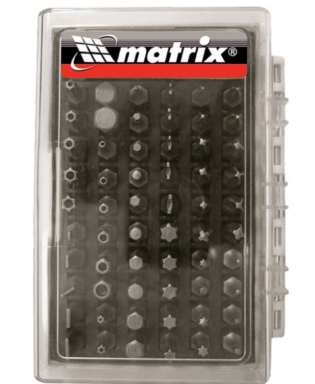 Набор бит с магнитным держателем, CrV,61шт MATRIX 11387