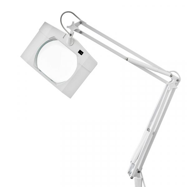 Лупа на струбцине квадратная настольная 5Х с подсветкой, белая  REXANT 31-0111