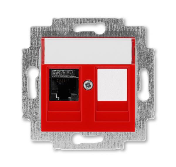 ABB  Levit  Красный Розетка компьютерная RJ45 категория 6+заглушка, 2CHH296117A6065
