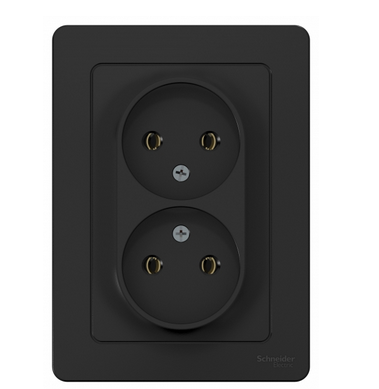 Schneider Electric  BLANCA  Антрацит  Розетка 2-местная без заземляющих контактов без штор., 16А, 250В, скрытая установка BLNRS000026