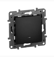Legrand  Etika  Антрацит  Выключатель механизм 1-клавишный с подсв./индик. 10AX 250В, автоматические зажимы