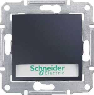 Schneider Electric Sedna Графит Выключатель механизм кнопочный с окном для маркировки с синей подсветкой 10А IP20 скрытая установка SDN1600370