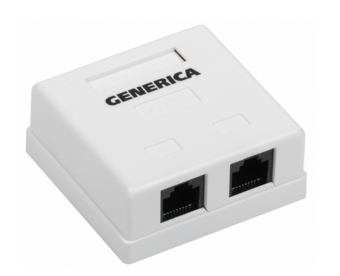 Розетка компьютерная 2x8P-8C RJ-45 CAT5e UTP 2 порта GENERICA