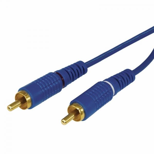 Шнур  2x2 RCA  5М  синий  gold  REXANT 17-0106-1