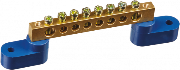 Шина нулевая на двух угловых изоляторах Navigator  NBB-M69-8C2/B 6*9, 8 отверстий 71 171