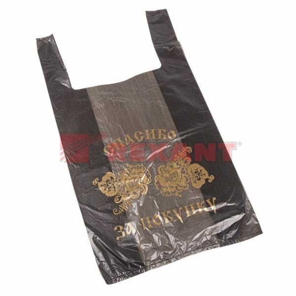 Пакет майка ПНД 28+16*50, 12мкм "Спасибо" (100шт./уп) черная 61-0101-1