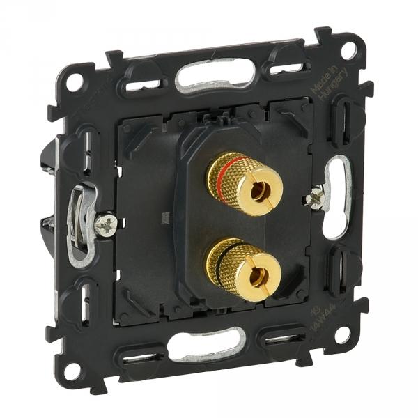 Legrand 753076 Valena IN'MATIC. Аудиорозетка с винтовыми зажимами "банан".Одиночная.