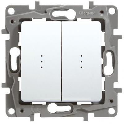 Legrand  Etika  Белый Переключатель механизм 2-клавишный с подсветкой 10AX 250В 672216