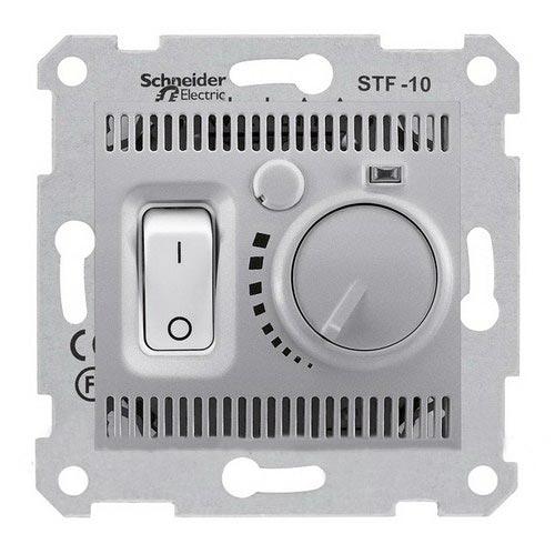 Schneider Electric Sedna Алюминий Термостат механизм для теплого пола 10А, 230В, IP20 скрытая установка SDN6000360