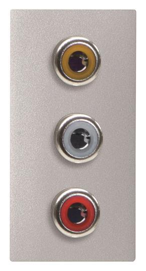 ABB  Zenit  Серебристый Разъём механизм 3xRCA красный+белый, 1-модуль / 2CLA215530N1301