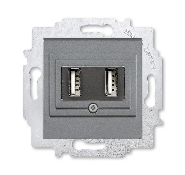 ABB  Levit  Сталь Зарядка USB 2-местная, 2CHH290040A6069