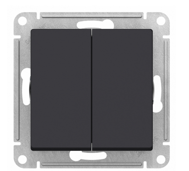Schneider Electric AtlasDesign Карбон  Выключатель 2-клавишный схема 5, 10АХ, механизм ATN001051
