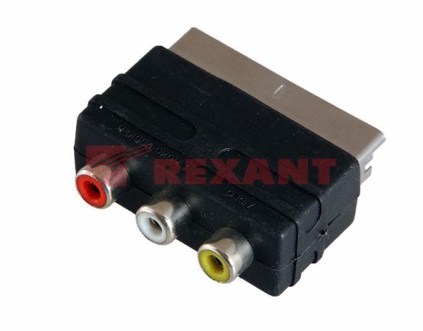 Переходник SCART- 3xRCA (тюльпан) гнезда (вход в ТВ) REXANT 17-1062 17-1062