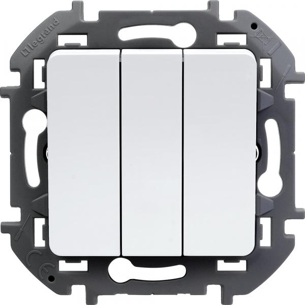 Legrand INSPIRIA Белый Выключатель 3-клавишный IP20 скрытая установка 673640