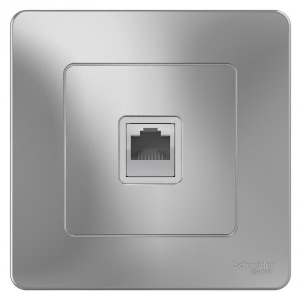 Schneider Electric  BLANCA  Алюминий  Розетка телефонная RJ11, скрытая установка  BLNIS011003