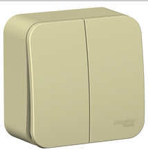 Schneider Electric  BLANCA  Бежевый Выключатель  2-клавишный (cхема.5) изолирующая пластина, 10А, 250B, открытая установка BLNVA105017