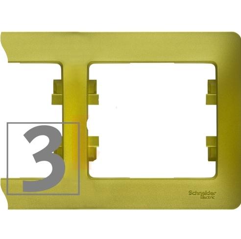 Schneider Electric Glossa Фисташковый Рамка 3-местная горизонтальная IP20 скрытая установка GSL001003