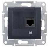 Schneider Electric Sedna Графит Розетка механизм компьютерная 1-местная RJ45 категория 5e, неэкранированная UTP с пружинными зажимами IP20 скрытая установка SDN4300170