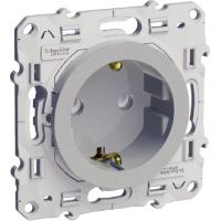 Schneider Electric ODACE Алюминий Розетка механизм без заземляющих контактов со шторками 16А S53R033