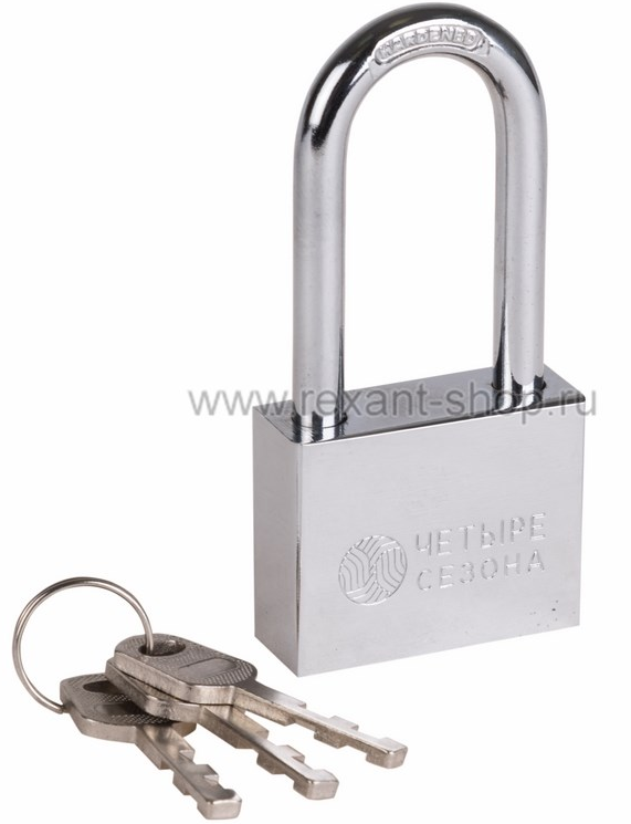 Замок навесной серия сталь 50 мм длинная дужка Четыре Сезона 79-0045