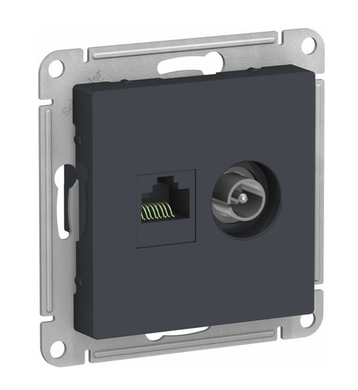 Schneider Electric AtlasDesign Грифель  Розетка 2-местная компьютерная+ТВ, RJ45+TV, кат.5E, механизм ATN000789