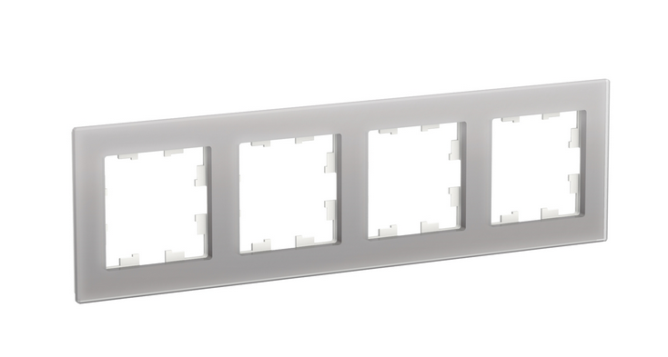 Schneider Electric AtlasDesign NATURE  Стекло Алюминий  Рамка 4-местная ATN320304