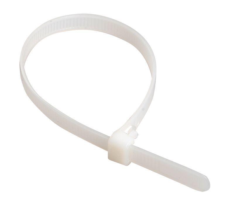 Хомут кабельный 7.5х250 нейл. бел. многоразовый (уп.100шт) IEK UHH50-7-250-100