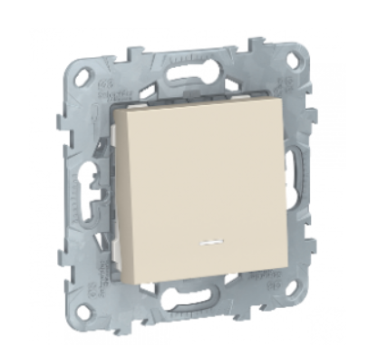 Schneider Electric Unica NEW Бежевый Выключатель 1-клавишный, с подсветкой схема 1а, NU520144N