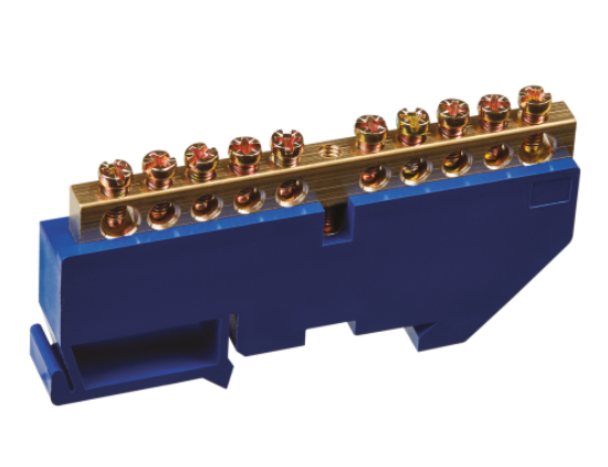 Шина нулевая на DIN изоляторе Navigator  NBB-M69-10D/B 6*9, 10 отверстий 71 154