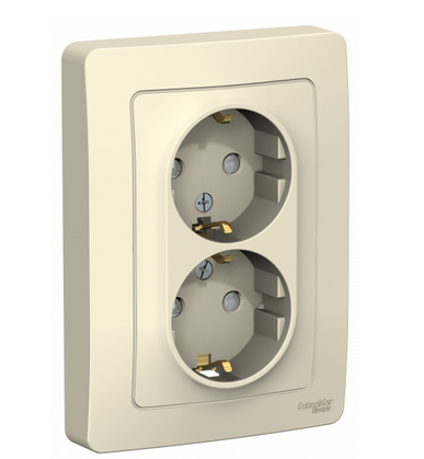 Schneider Electric  BLANCA  Молочный  Розетка 2-местная с заземляющими контактами со шторками, 16А, 250В, скрытая установка   BLNRS001122