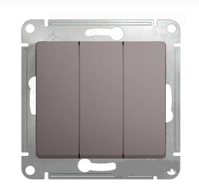 Schneider Electric Glossa Платина Выключатель 3-клавишный схема3, 10AX, механизм IP20 скрытая установка GSL001231