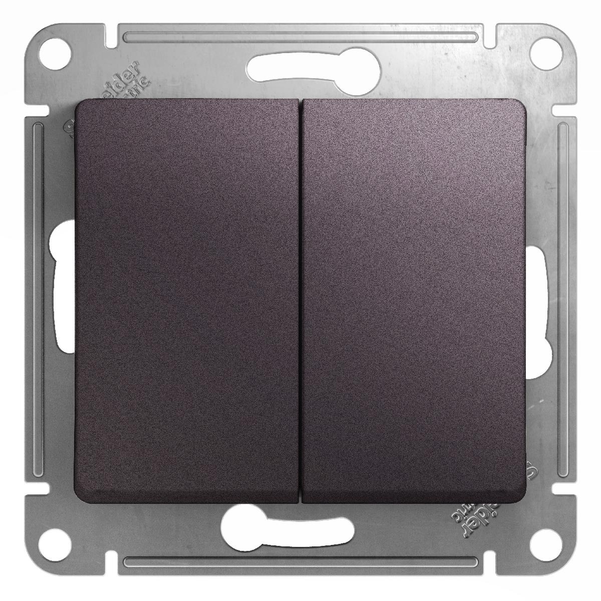 Schneider Electric Glossa Сиреневый Туман Выключатель 2-клавишный схема 5, 10AX, механизм IP20 скрытая установка GSL001451