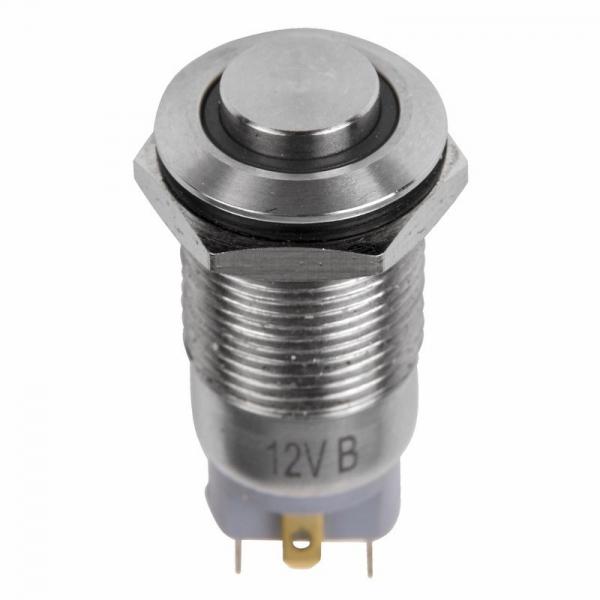 Кнопка  антивандальная Ø12 12В Б/Фикс (2с) (ON)-OFF зеленая (A-12-C2) REXANT (в упак. 1шт.) 06-0341-A