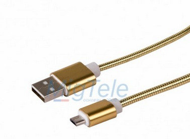 USB кабель micro-USB, шнур в металлической оплетке, золотой 18-4243-9