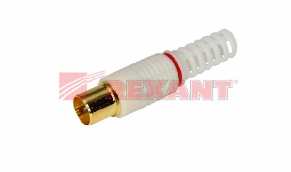 Штекер TV антенный пластик белый без пайки GOLD  REXANT 05-2041-1