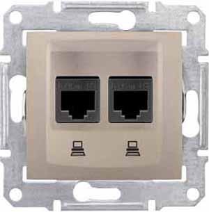 Schneider Electric Sedna Титан Розетка механизм компьютерная 2-местная RJ45 категория 6, неэкранированная UTP с пружинными зажимами IP20 скрытая установка SDN4800168