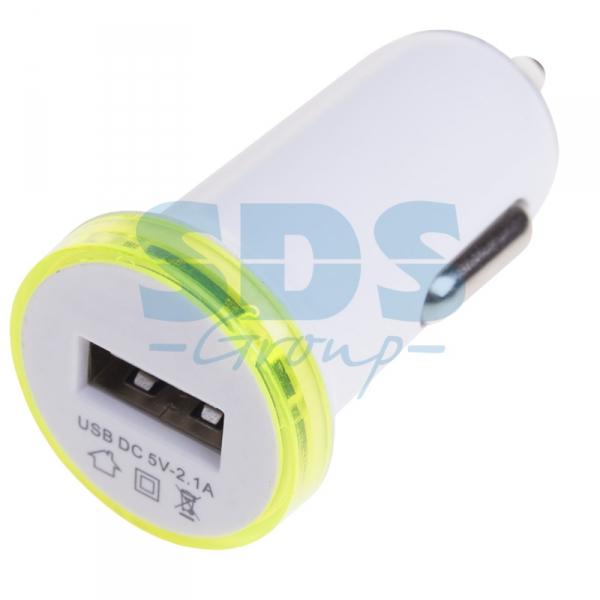 Автозарядка в прикуриватель USB (АЗУ) (5V, 2100mA) белая REXANT 18-1937